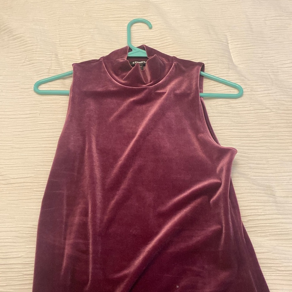Express purple velvet sleeveless mock neck top